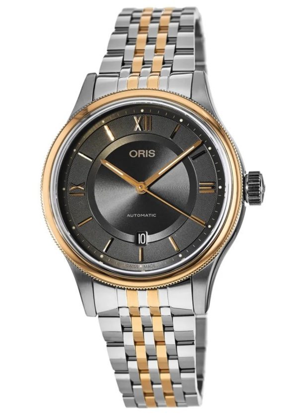 ORIS CLASSIC DATE, 42MM, GREY DIAL, ROSE GOLD  BRACELET 73377194373MB