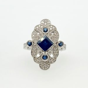 14kt White Gold Sapphire and Diamond Ring