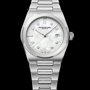 A.R.T. Mother-of-pearl Dial Integrated Stainless Steel Bracelet Quartz Watch, 30 mm